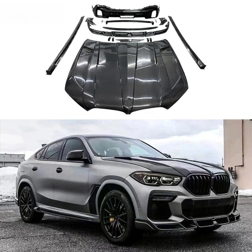 LD Style Carbon Fiber Kits Hood Side Skirt Diffuser Front Lip Rear Spoiler  Excellent Quality Perfect Fit for  X6 G06